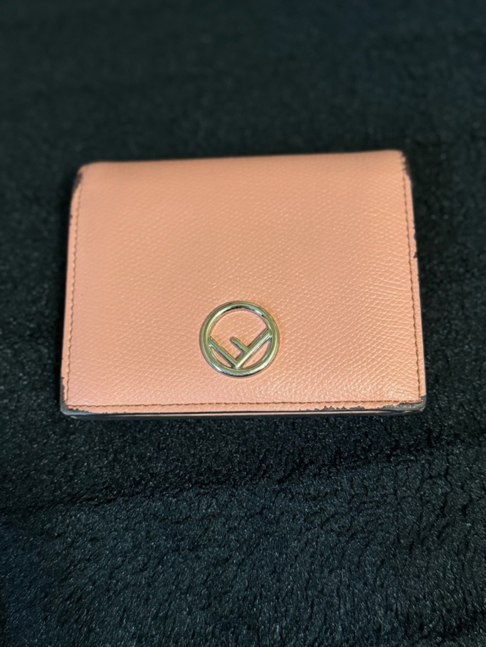 Fendi Pink Leather Compact Wallet with Silver Logo